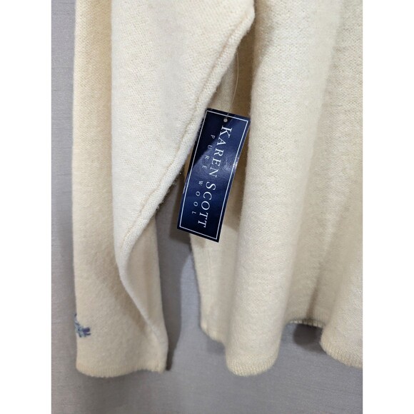 Vintage Karen Scott Womens LARGE Embroidered Wool Cardigan Sweater Button Up NWT - Picture 8 of 16